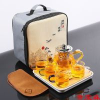 [COD] Glass Kung Fu Set Household Tray Outdoor Activities Car Pot