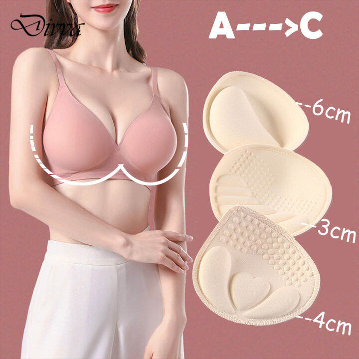 Divva 6cm4cm3cm Sexy Thick Sponge Bra Pads Breast Insert Push Up Bra Enhancer Swimsuit Bikini 