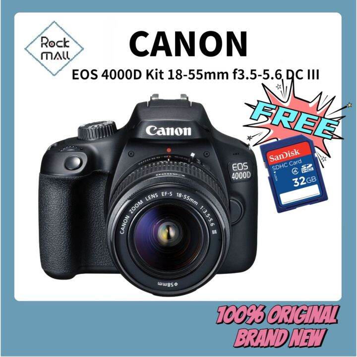 Canon EOS 4000D DSLR Camera with 1855mm f 3.55.6 DC III Lens ( Free