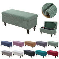 Elastic Footstool Cover Polar Fleece Storage Ottoman Slipcover Protector Rectangular Solid Color Stool Covers for Living Room2023