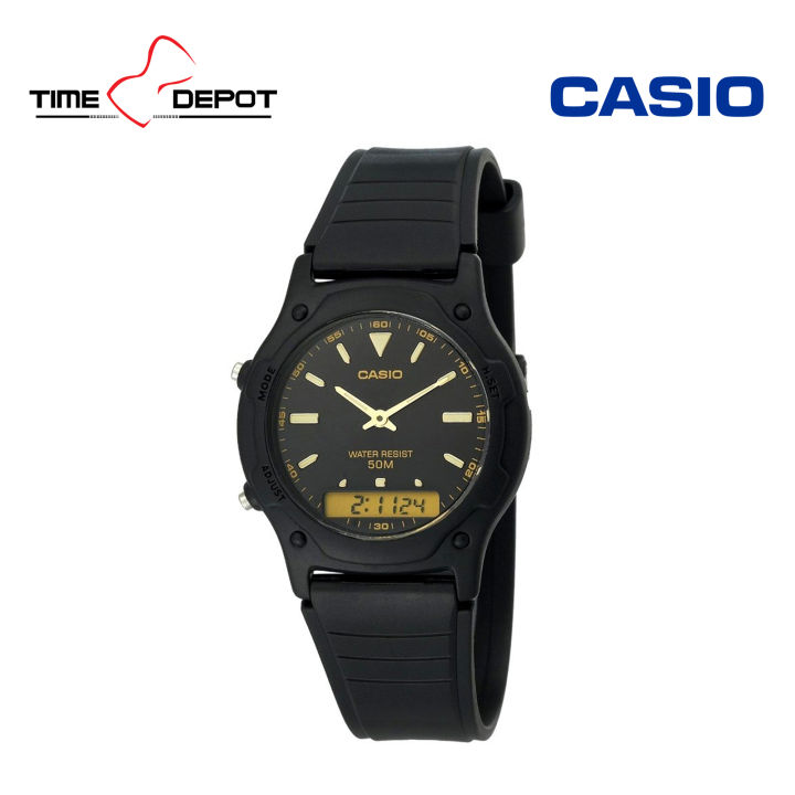 Casio AW-49HE-1AVDF Analog-Digital Black Resin Strap Watch For Men