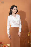 Chân váy nẹp chồng thân trước SKI3006 CLARA MARE