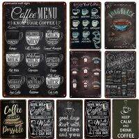 Jimin Ultra Cool Cafe กาแฟเมนูยาวสีดำ Latte Mocha Lungo &amp; Slogans Retro ป้ายโลหะตกแต่ง Wall Decor Vintage ป้ายดีบุกโปสเตอร์