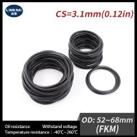 1PC Black FKM Rubber O-rings Seals 3.1mm Thickness OD52/54/55/56/58/60/62/65/68mm ORings Seal Gasket Oil Ring Sealing Washer