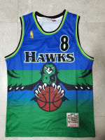 Ready Stock 2022 2023 Newest Hot Sale Mens 2021 Atlanta Hawks 8 Steve Smith 55 Dikembe Mutombo 1996-97 Reload 2.0 Hardwood Classics Jersey - Blue