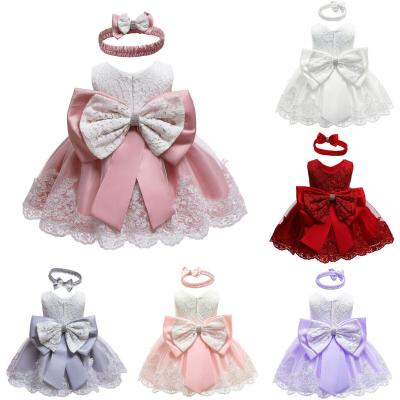 New Baby Princess Girls Dress Christening Lace Wedding Party Kids Clothes 0-24M