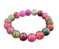 DIY beaded bracelet for women.  Multi colored agate 10 MMBead for jewelry making.