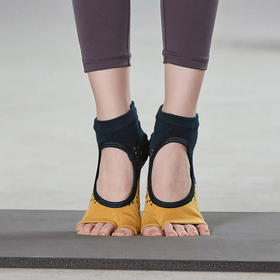 Yoga Toe Socks With Grips Pilates Women Toeless Socks For For Pilates Barre  Fitness Non-slip Socks Breathable Yoga Socks