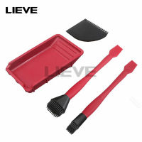 【Trusted】 4Pc/set Woodworking Silicone Brush Tool Kit Washfree Glue Brush Soft Glue Brush Flat Scraper Glue Tray Wood Gluing Brushing Tool