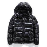 ใหม่ Glossy Down Jacket ชายสั้นฤดูหนาว Hooded ผู้หญิงหนาอุ่นและเย็นแขนยาวเสื้อสเวตเตอร์ถัก