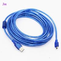 USB 2.0 A Male to Mini USB B 5pin Male Cord Adapter Converter Power Cable Charger For Arduino Camera Wholesale 3M สายสีดำ