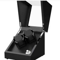 กล่องหมุนนาฬิกา Watch Winder กล่องนาฬิกาออโตเมติก กล่องนาฬิกาอัติโนมัติ 2+0เรือน ออกแบบใหม่สำหรับนาฬิกาอัตโนมัติ 2 เรือน สีดำ/สีดำ