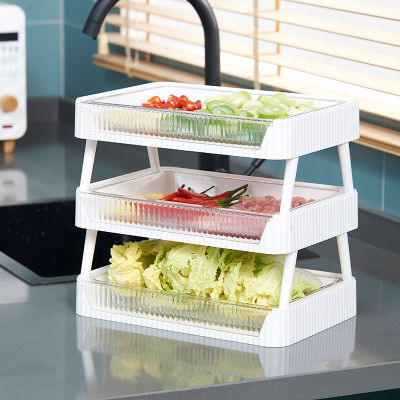 Kitchen Prepare Dishes Rack Home Table Hot Pot Vegetables Fruit Display Shelf Organizer Kitchen Storage Collapsible Dish Holder