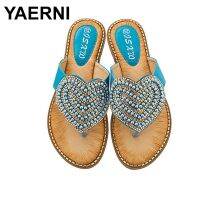 Hot sell YAERNI Women sandals 2019 new summer shoes pretty pearl comfortable sandals pearl chain beach slides taps 6 colors