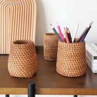 ✣卐 Rattan Storage Baskets Chopsticks Tube Shovel Spoons Bucket Pens Boxes Dinner Knives Forks Tableware Storage Box Home Organizer