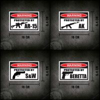 02 สติกเกอร์รูปปืน M4/AR15/AK/M9/S&amp;W สติกเกอร์ติดรถยนต์ กล่องปืน สติกเกอร์ป้ายคำเตือน ขนาด 10x6.4CM