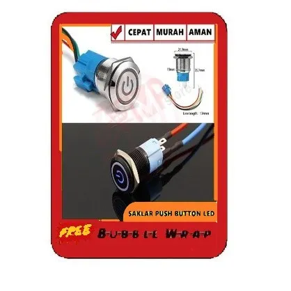 Saklar On Off LED Stainless Push Button Waterproof Tombol Switch on off ...