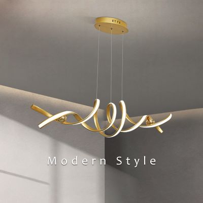Modern LED Chandelier For Dining Room Kitchen Living Room Bedroom Twist Strip Design Ceiling Pendant Light Remote Hanging Lamp