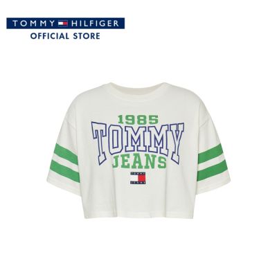Tommy Hilfiger เสื้อครอปผู้หญิง รุ่น DW0DW16150 YBH - สีขาว