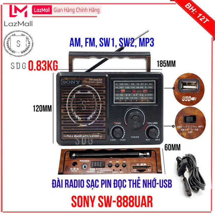 Đài FM Radio SW-888UAR/SW-999UAR Chính Hãng - Đọc Được Thẻ Nhớ Và USB,Có