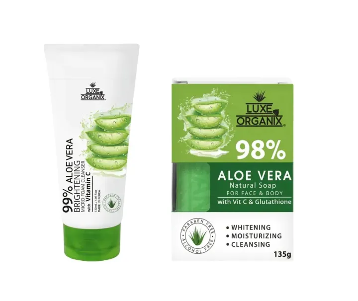 Luxe Organix Brightening Micro Foam Cleaner and Aloe Vera Natural Soap
