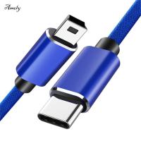 AMELY Mini 5P USB Mini T-Port USB การซิงโครไนซ์สำหรับคอมพิวเตอร์สายเคเบิลถ่ายโอนการส่งผ่านข้อมูลชนิด C ไปยังสาย USB สายมินิ USB