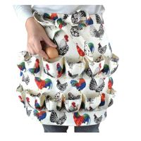 Eggs Collecting Apron Chicken Farm Work Hen Print Two-row Chicken Egg Gathering Holding Apron Pocket Home kitchen Workwear Aprons