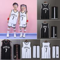 1-14 Years Kids NBA Brooklyn Nets 7 Kevin Durant Jersey Set City Version Children Boys Girls Dri-FIT Basketball Uniform Suit