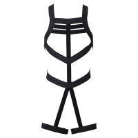 ผู้ชายไหล่สายรัดหน้าอกเข็มขัดสายรัดยางยืด Criss Cross Back Romper Catsuit Hollow Out ขา Garter เข็มขัด Jockstrap Leotard