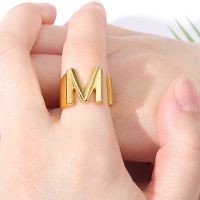 ™❅ Engagement Gifts Minimalism A-Z Initial Rings For Women Jewelry Stainless Steel Statement Alphabet Letter Ring Bague Femme 2020