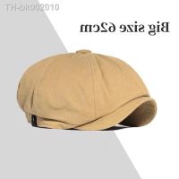 ✕ New Cotton Linen Retro Newsboy Caps Plus Size 63CM Spring Autumn Breathable Cap British Style Fashion Beret Men Flat Peaked Cap