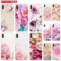 ✤ Soft Case For iPhone 13 12 11 Pro X XS Max XR 6 7 8 G Plus SE 2020 Mini Cover Peony Delicate Flower