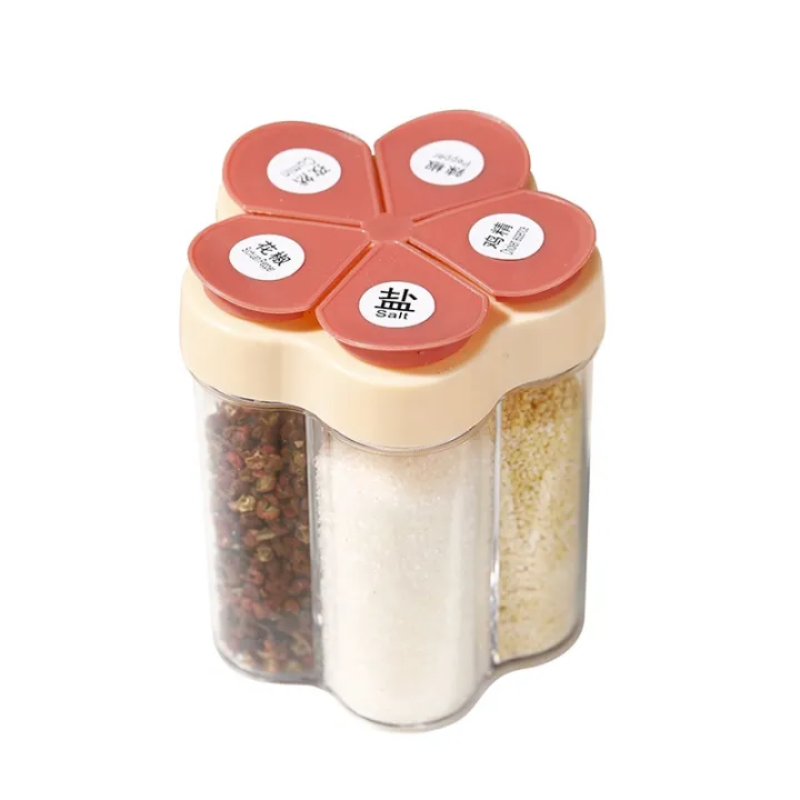 cod-5-grid-seasoning-jar-set-home-kitchen-bottle-box-sealed-moisture-proof-salt-monosodium-glutamate