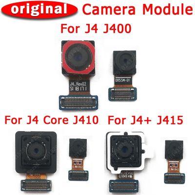 กล้องด้านหน้าด้านหลังแบบดั้งเดิมสำหรับ Galaxy J4 Plus Core J400 J410 J415ชิ้นส่วนชิ้นงอสำหรับเปลี่ยนโมดูลกล้องหันหน้าไปทางหลัก