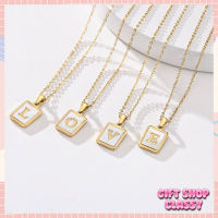 สร้อยคอ จี้ตัวอักษรภาษาอังกฤษ A-Z ผู้หญิง สแตนเลส โซ่ necklace จี้ทอง A091