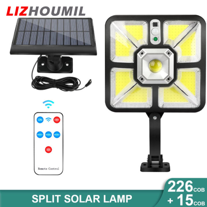 lizhoumil-ไฟสาดแสงสำหรับกลางแจ้ง-220led-พลังงานแสงอาทิตย์โคมไฟสว่างมากเซ็นเซอร์ตรวจจับการเคลื่อนไหวควบคุมระยะไกล-cob-ไฟติดผนังไฟสาดแสง