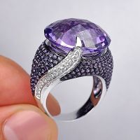 【hot】▽  Large Round Stone Rings for Female Rhinestone Bridal Wedding Jewelry Wholesale