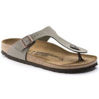 Birkenstock รองเท้าแตะผู้หญิง Thong Gizeh Birko-Flor Nubuck Stone d1