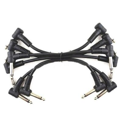 6 x Electric Guitar Cables 6 inch 1/4 Right Angle Effect Pedal Patch Cord Black