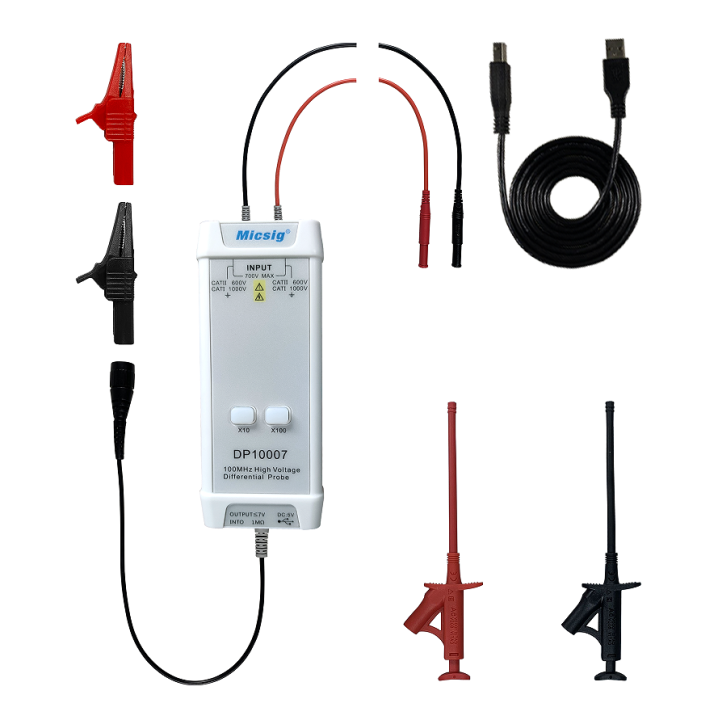 micsig-dp10007ออสซิลโลสโคป700v-100mhz-ความต่างศักย์ไฟฟ้าสูงชุดตรวจสอบชุดตรวจสอบเครื่องตรวจคลื่นไฟฟ้าสีขาว