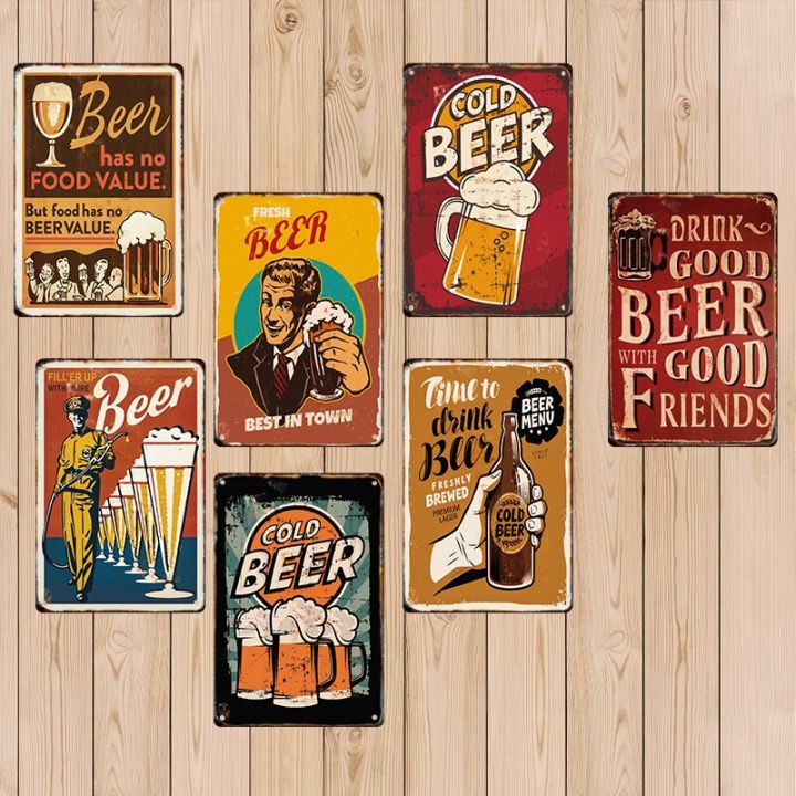 Vintage Retro Bar Cold Beer Metal Sign Whisky Poster Tin Tanda Untuk 0746