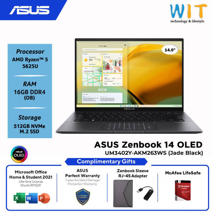 Asus Zenbook 14 Oled Um3402y Akm263ws Amd Ryzen 5 5625u 16gb Ram