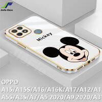 JieFie การ์ตูน Mickey เคสโทรศัพท์ OPPO A15 / A15S / A16 / A17 / A12 / A5S / A5 2020 / A9 2020 / A3S / A31 / A7 / A16K / A12E/A83มิกกี้น่ารักแผ่นชุบโครเมี่ยม TPU ตรงฝาครอบโทรศัพท์มีขอบ