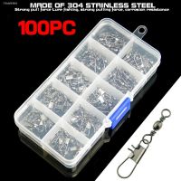 ❡☊☂ GHOTDA 100pcs/Box Rolling Swivel for Fishhook Lures Connector Fishing Accessories Fishing Connector Swivels Interlock Pin Snap