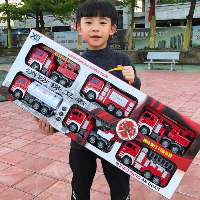 Fire Truck Toy Set Kids Gifts Large Cars Trucks Fall-Resistant Ladder Truck Sprinkler Fireman Engineering Truck Toys Cars Die-Cast Vehicles
