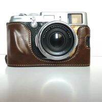 กระเป๋าเคสใส่กล้องหนังย้อนยุคมีพื้นด้านล่างสำหรับ X100S ฟูจิฟิล์มฟูจิ X100 X100T สีครึ่งฝามีสายรัดกาแฟ