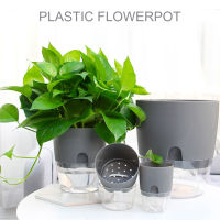 Plastic Watering Planter Handmade 2 Layer Self Watering Plant Flower Pot With Water Container Home Garden Decor Round Flowerpot