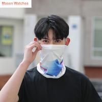 MASEN หมวกคลุมศีรษะสำหรับขี่จักรยานผ้าโพกศีรษะที่ปิดหูสำหรับผู้หญิงที่แขวนกันแดดอิมซูขี่จักรยานผ้าโพกศีรษะผ้าพันคอหลอดคอผ้าไอซ์ซิลค์สำหรับฤดูร้อน