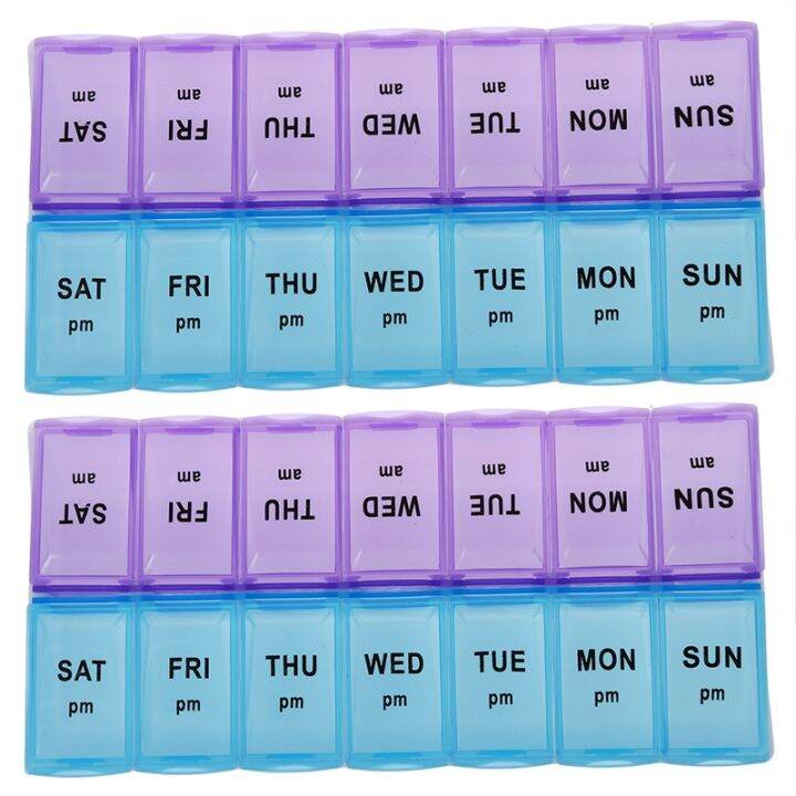 2X Seven Day AM & PM Pill and Tablet Storage Box with 14 Compartments
