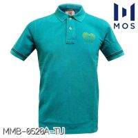 MOS เสื้อโปโลชายแฟชั่น ฟอกเซอร์ ผ้าคอตตอน 100% นุ่มฟู ใส่สบาย MMB-0520A-TU เทอควอยส์